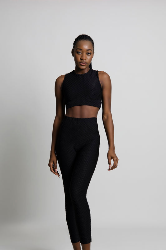 Black Umi Fabric Yoga Pant Set