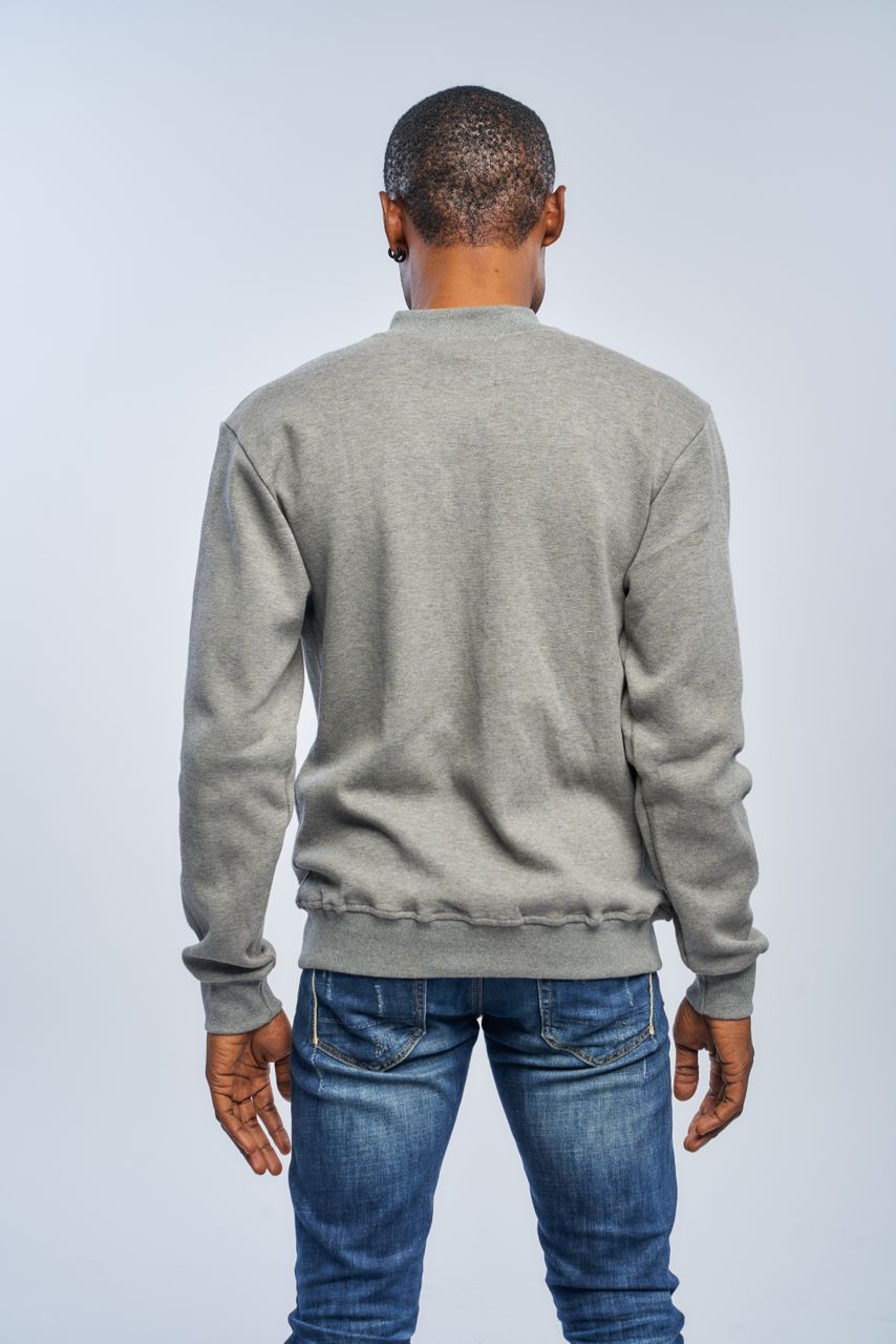 Full-Zip Mock Neck Sweatshirt-grey